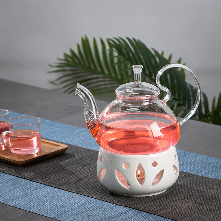 Đế nến bếp nến sứ khắc hoa trắng 11 cm
